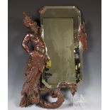 Mogelijk Italë, gefaceteerde kantige spiegel met gestoken houten deel omlijsting, laat 19e eeuw;