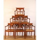 Set van zes teakhouten 'Raffles' fauteuis, ca. 1900.