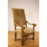 Rijk gestoken gebronsd en verguld gelakt houten fauteuil in Louis XIV-stijl, 19e eeuw,
