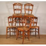 Set van zes beukenhouten stoelen, 19e eeuw,