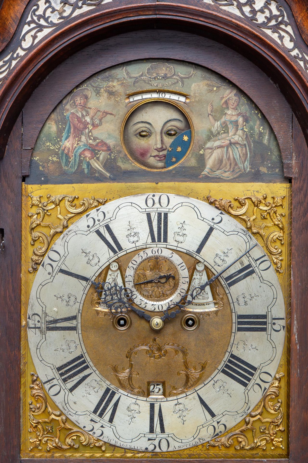 Staand horloge, ges. Fs Hk Wagenaar, Amsterdam, ca. 1760. - Image 3 of 3