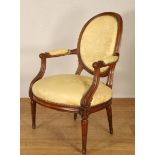 Beukenhouten medallion-fauteuil in Louis XVI-stijl