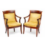 Paar mahoniehouten fauteuils, Empire,
