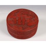 China, ronde cinnabar lakwerk dekseldoos, Qing-dynastie,