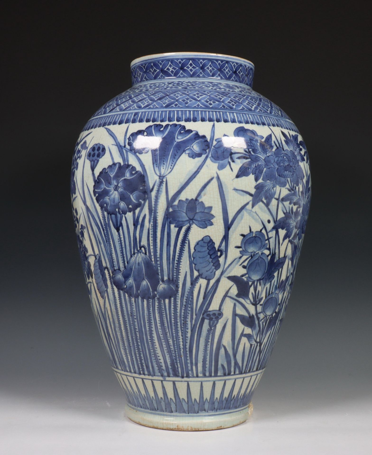 Japan, blue and white porcelain baluster vase, Meiji period, 19th century, decorated with prunus, - Image 3 of 11