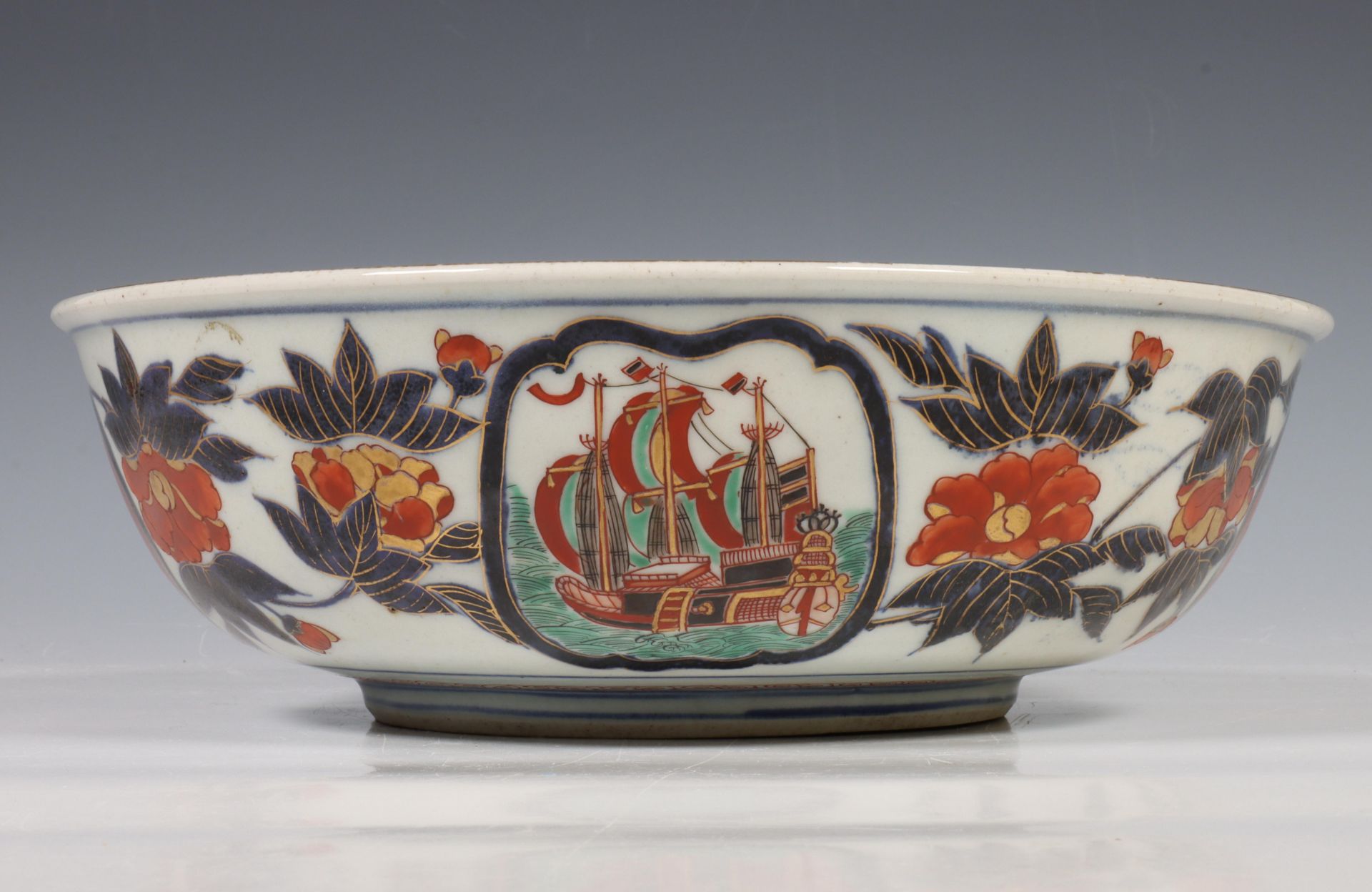 Japan, Imari porcelain Namban bowl, 19th century, decorated to the interior and exterior with - Image 4 of 8