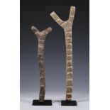 Mali, Dogon, two wood miniature ladders