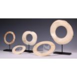 PNG, Abelam, collection of five tridacna shell bridal rings,