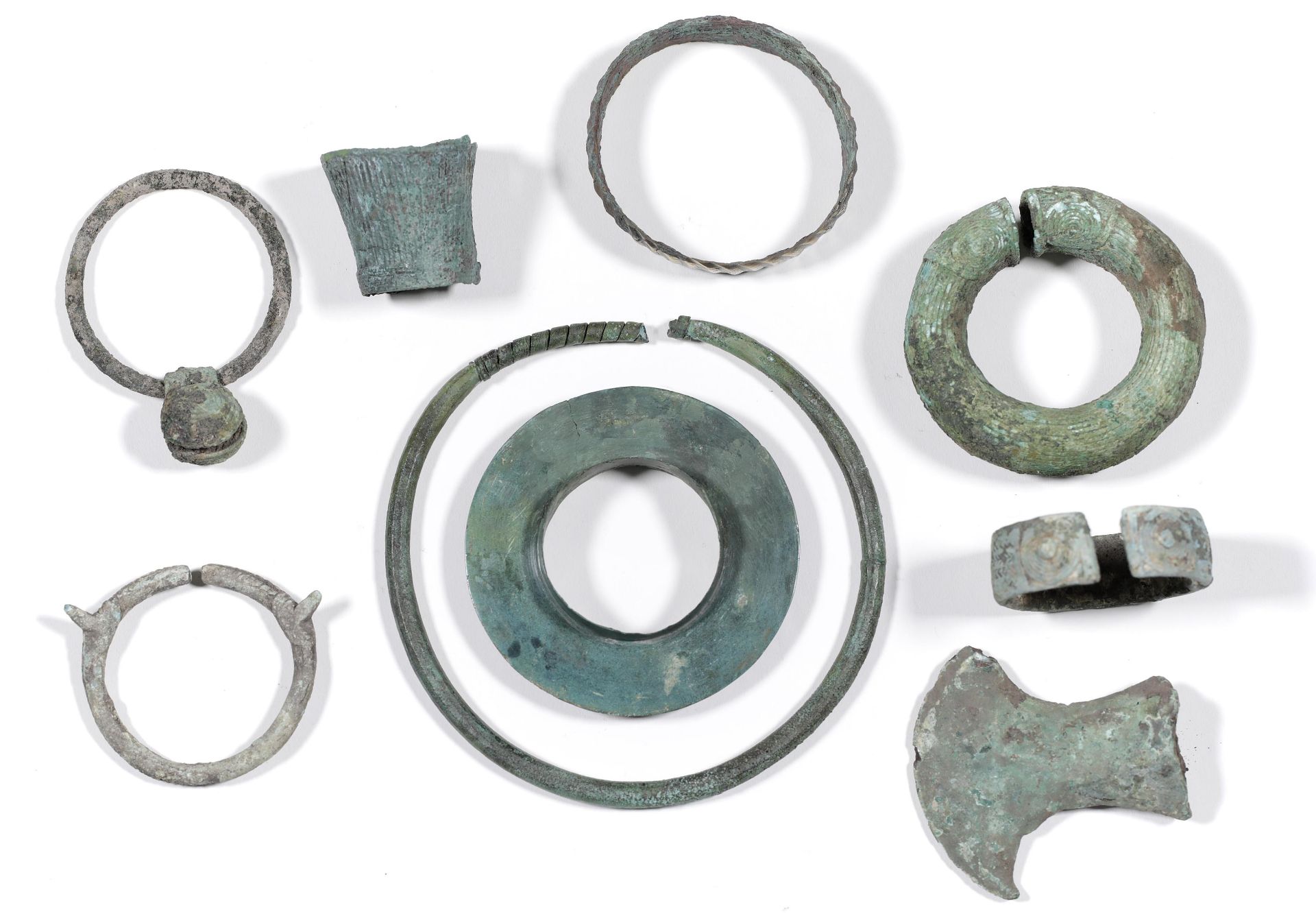 Thailand, Ban Chiang, a collection of nine bronze objects, ca. 1500-800 BC;