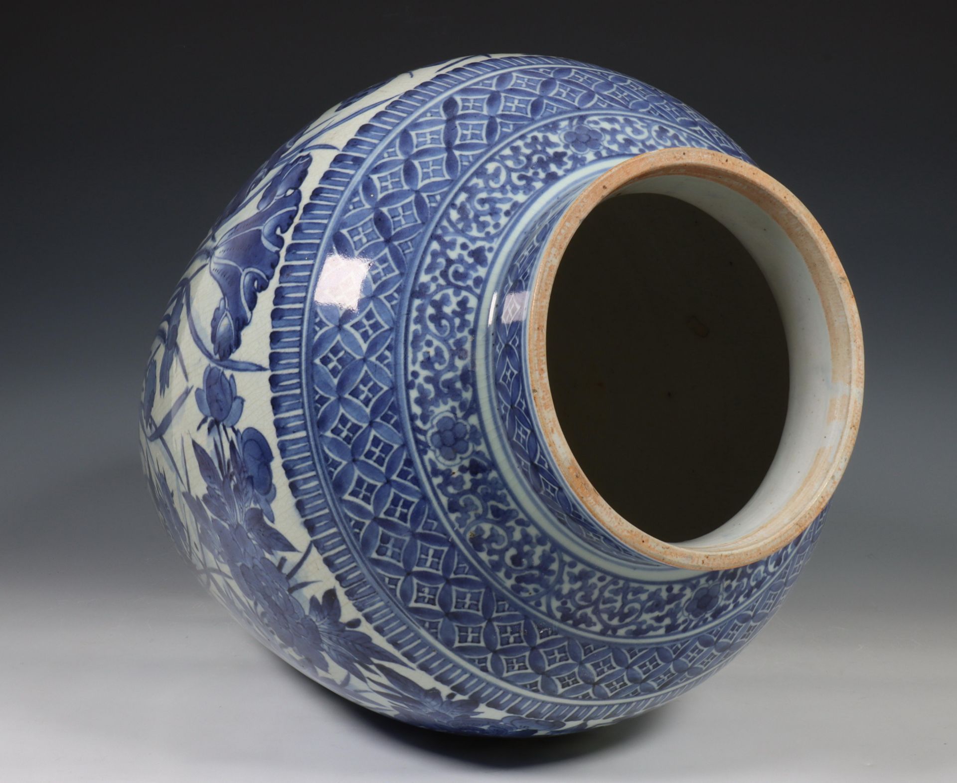Japan, blue and white porcelain baluster vase, Meiji period, 19th century, decorated with prunus, - Image 6 of 11