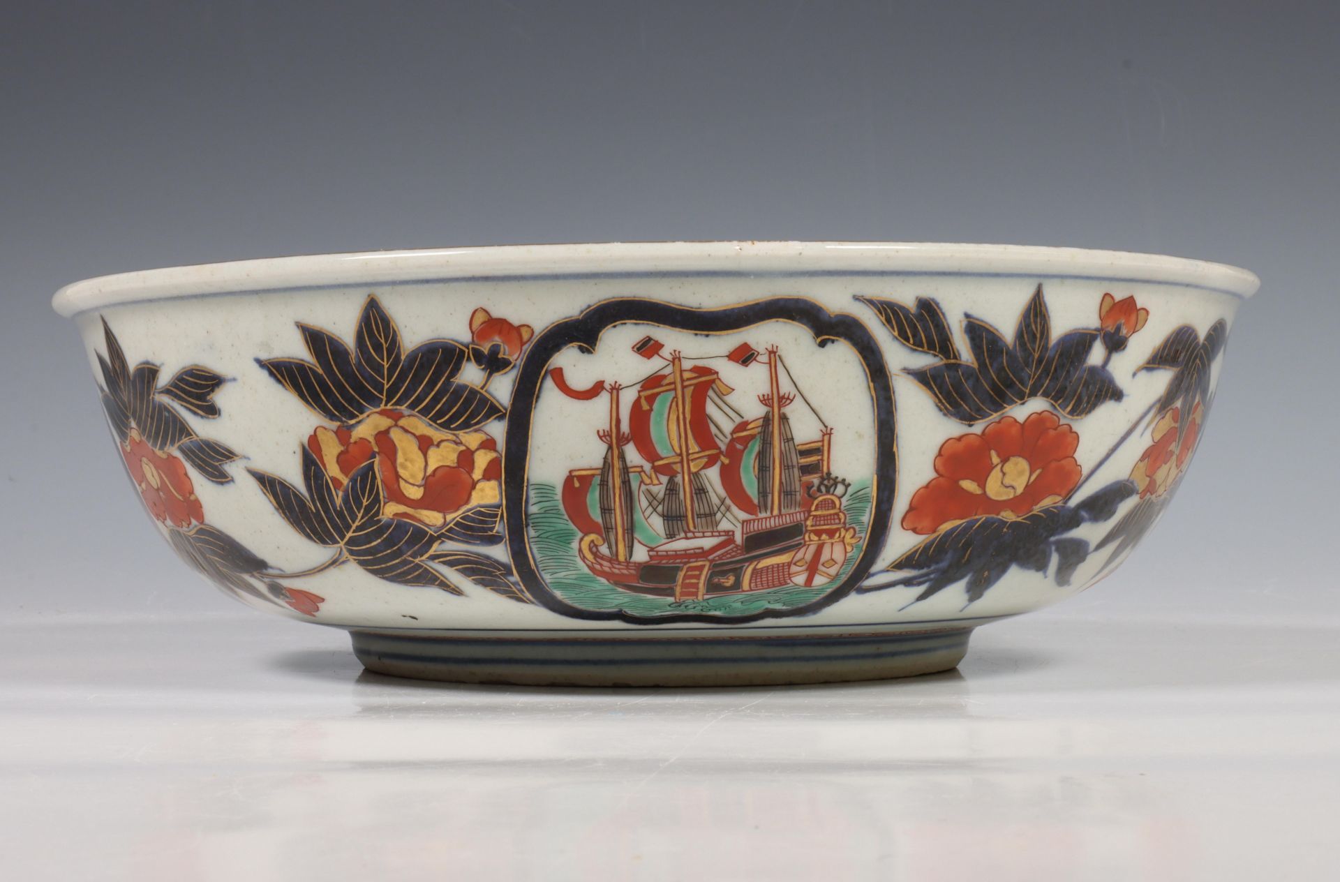 Japan, Imari porcelain Namban bowl, 19th century, decorated to the interior and exterior with - Image 2 of 8