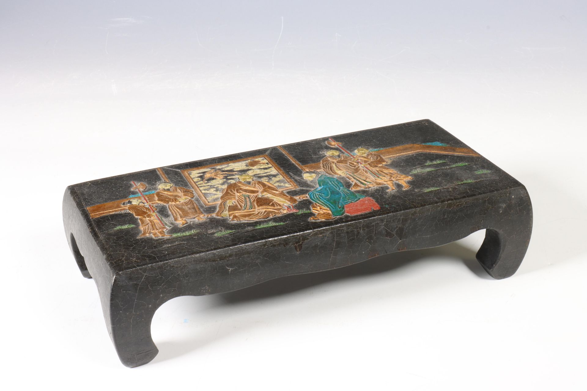 China, modelled ink tablet, 19th century, shaped as an altar table , with gilt decoration in - Image 3 of 7