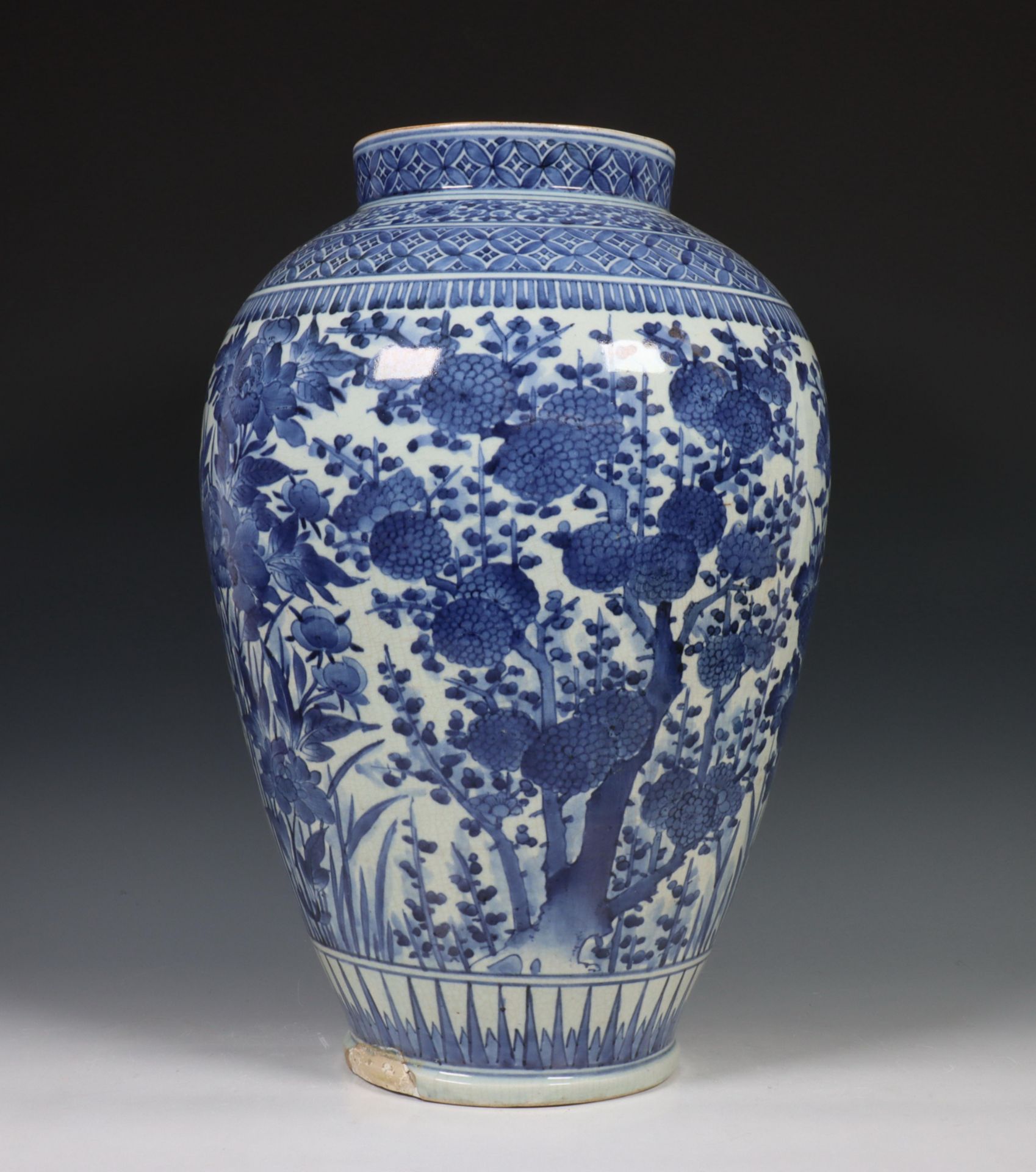 Japan, blue and white porcelain baluster vase, Meiji period, 19th century, decorated with prunus, - Image 2 of 11