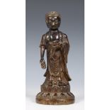 China/Tibet, staande bronzen figuur van Boeddha, mogelijk ca. 1800,