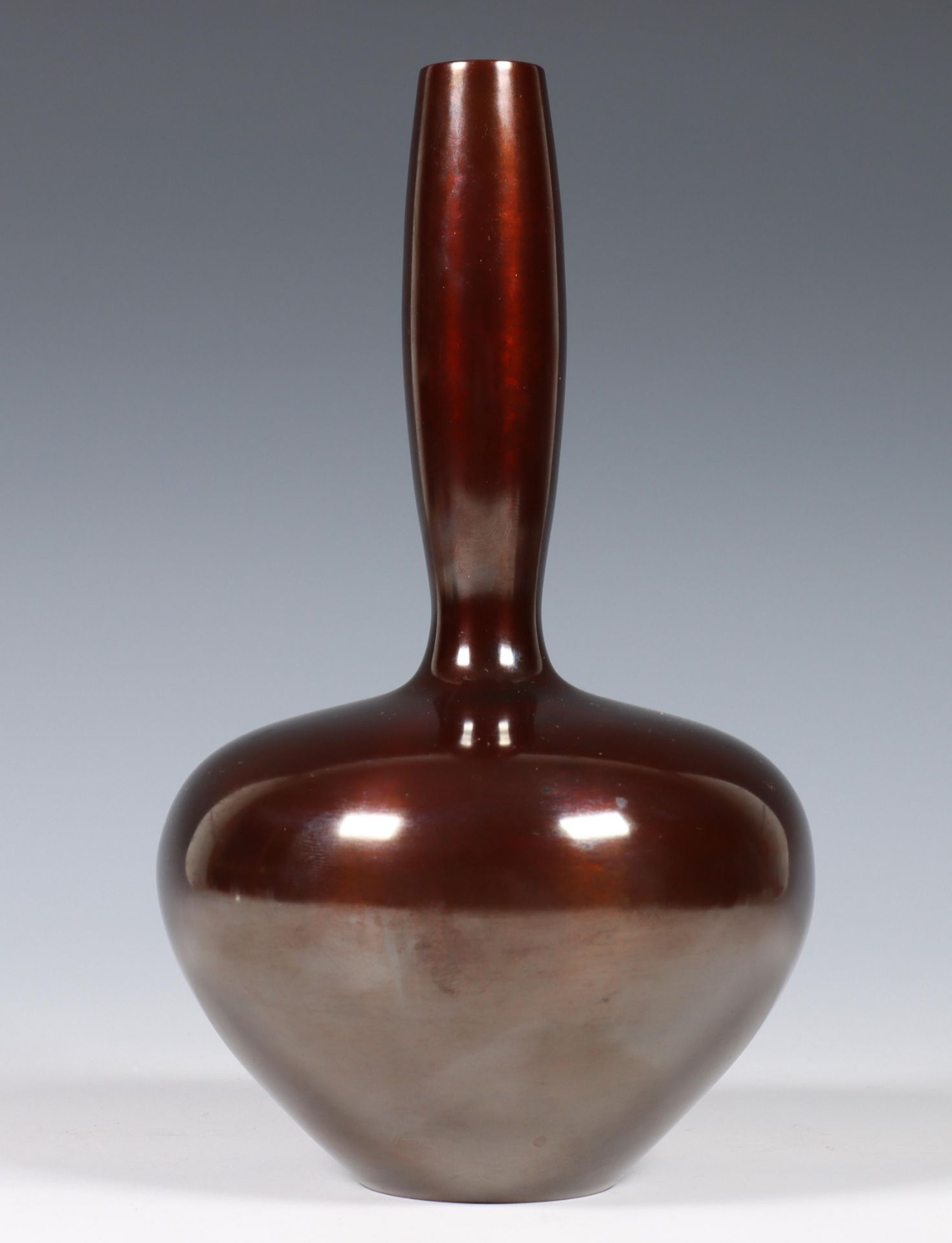 Japan, Tsuda Eiju (1915-2001), brown patinated bronze bottle vase, Showa period, signed to base