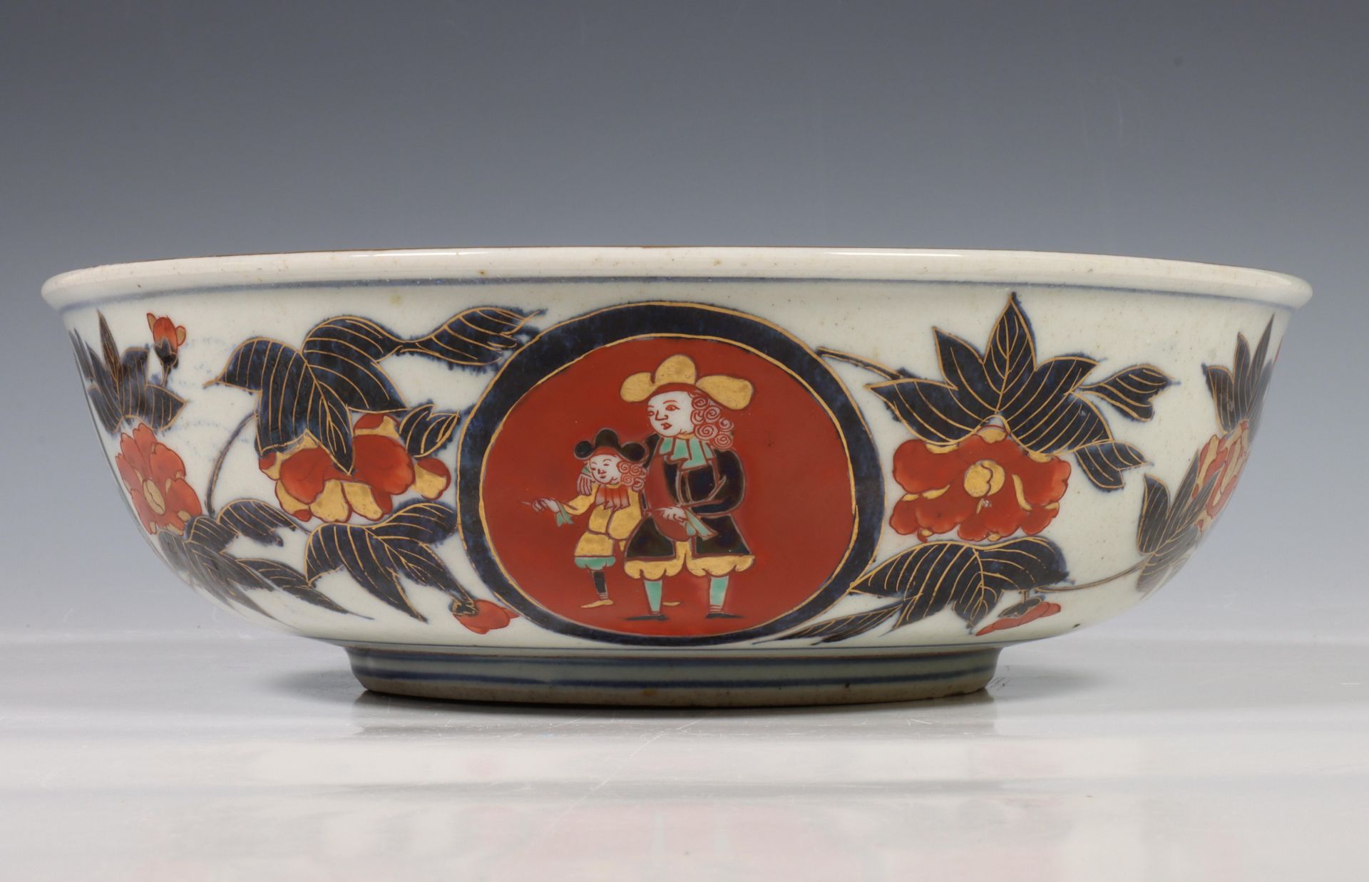 Japan, Imari porcelain Namban bowl, 19th century, decorated to the interior and exterior with - Image 3 of 8