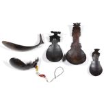 Timor, Atoni, three coconut shell and two buffalo horn spoons