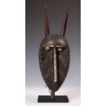 Mali, Marka/ Malinke, horned mask with aluminium details and incised lines