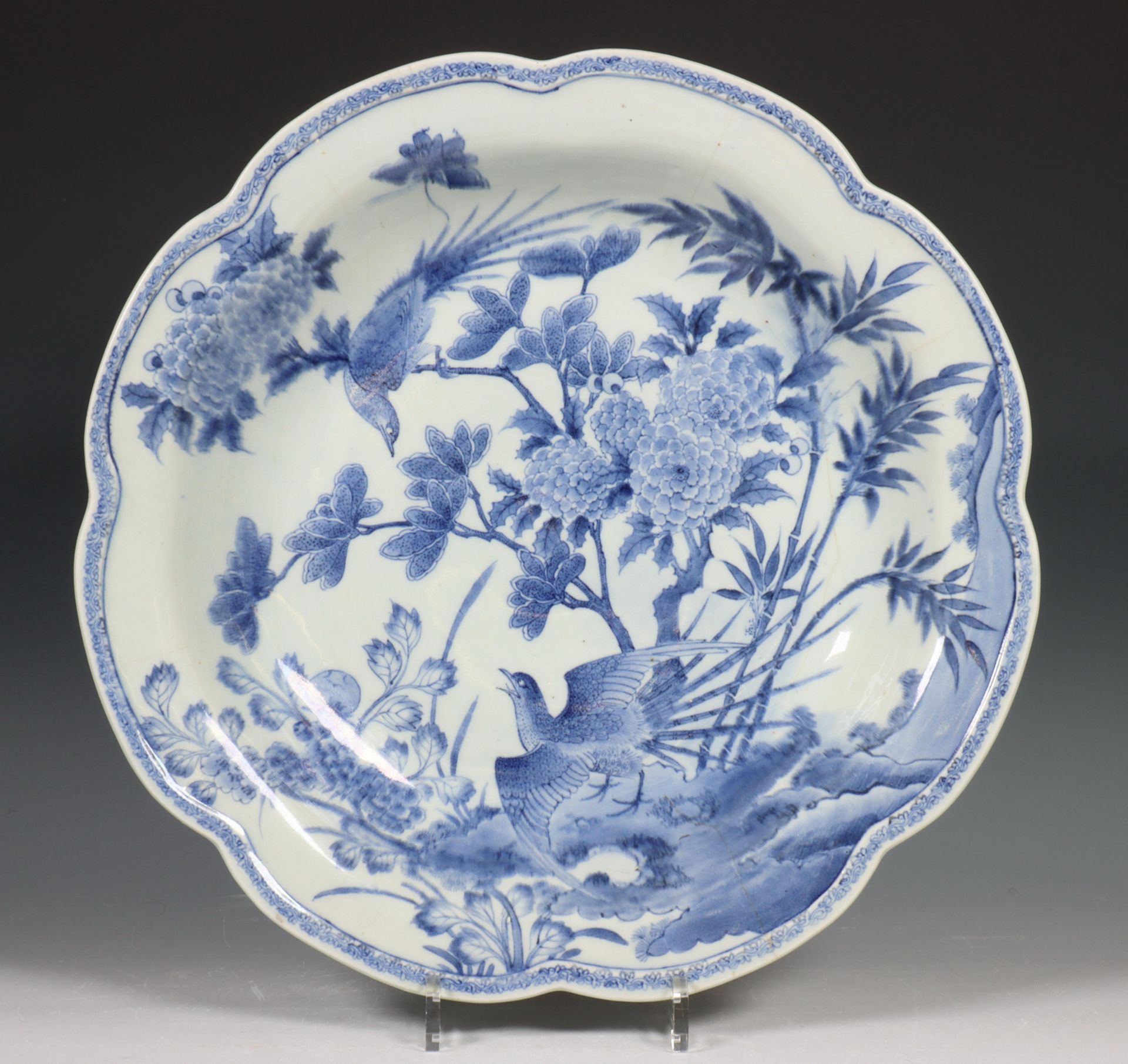 Japan, two blue and white porcelain dishes, 19th-20th century, one decorated in grey with a carp - Image 6 of 6