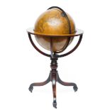 Engeland, vrijstaand bibliotheek globe, Newton & Son, gedateerd 1851.