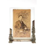 Adam Zelle (1840-1910), vader van Mata Hari, carte de visite in zilveren lijst met glas, Leeuwarden