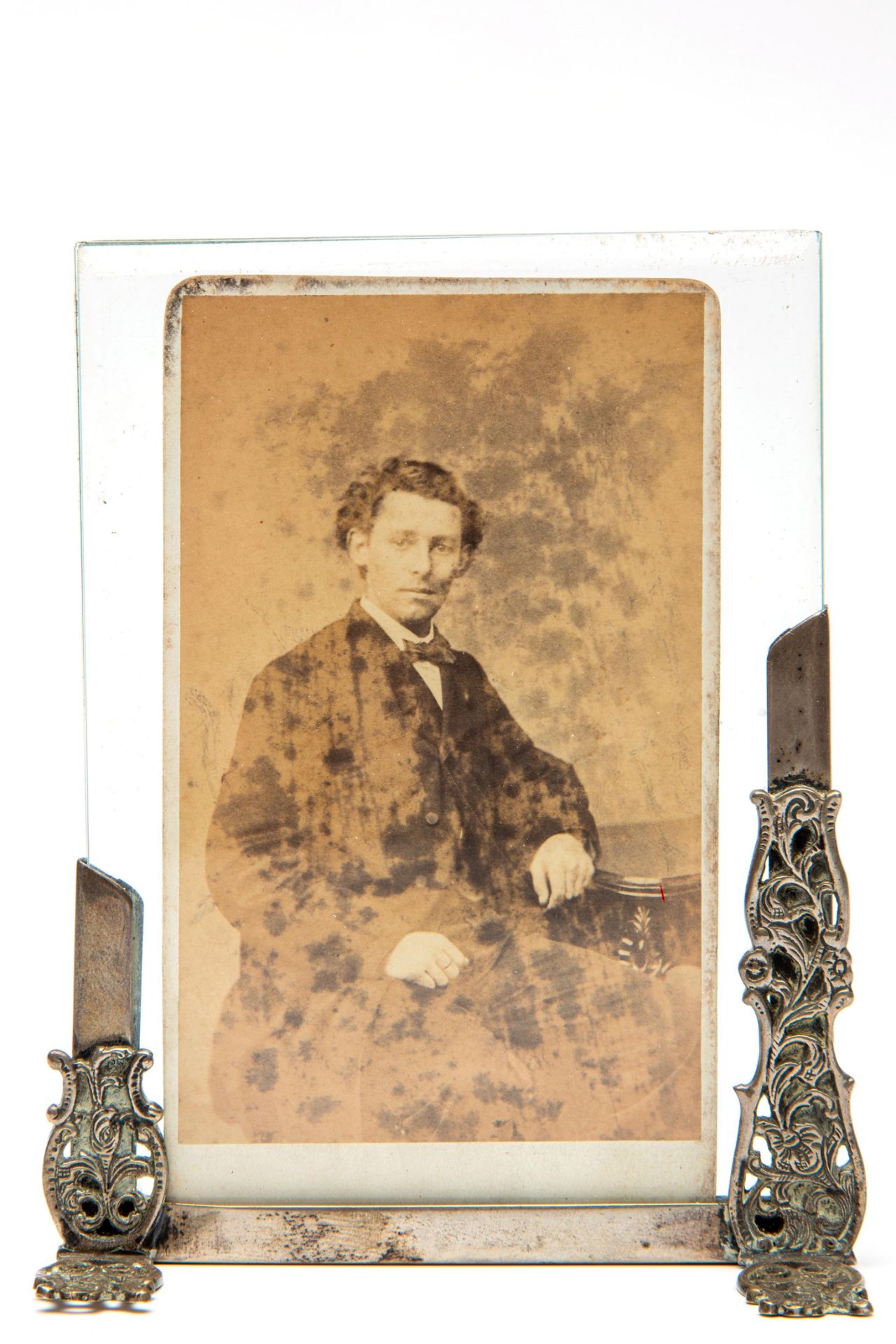 Adam Zelle (1840-1910), father of Mata Hari, carte de visite in silver frame with glass,