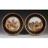 Frankrijk, Limoges, twee porseleinen'Napoleon' borden, 19e eeuw,