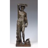 Frankrijk, bruin gepatineerd bronzen sculptuur voorstellende Diana, godin van de jacht, ca. 1900.