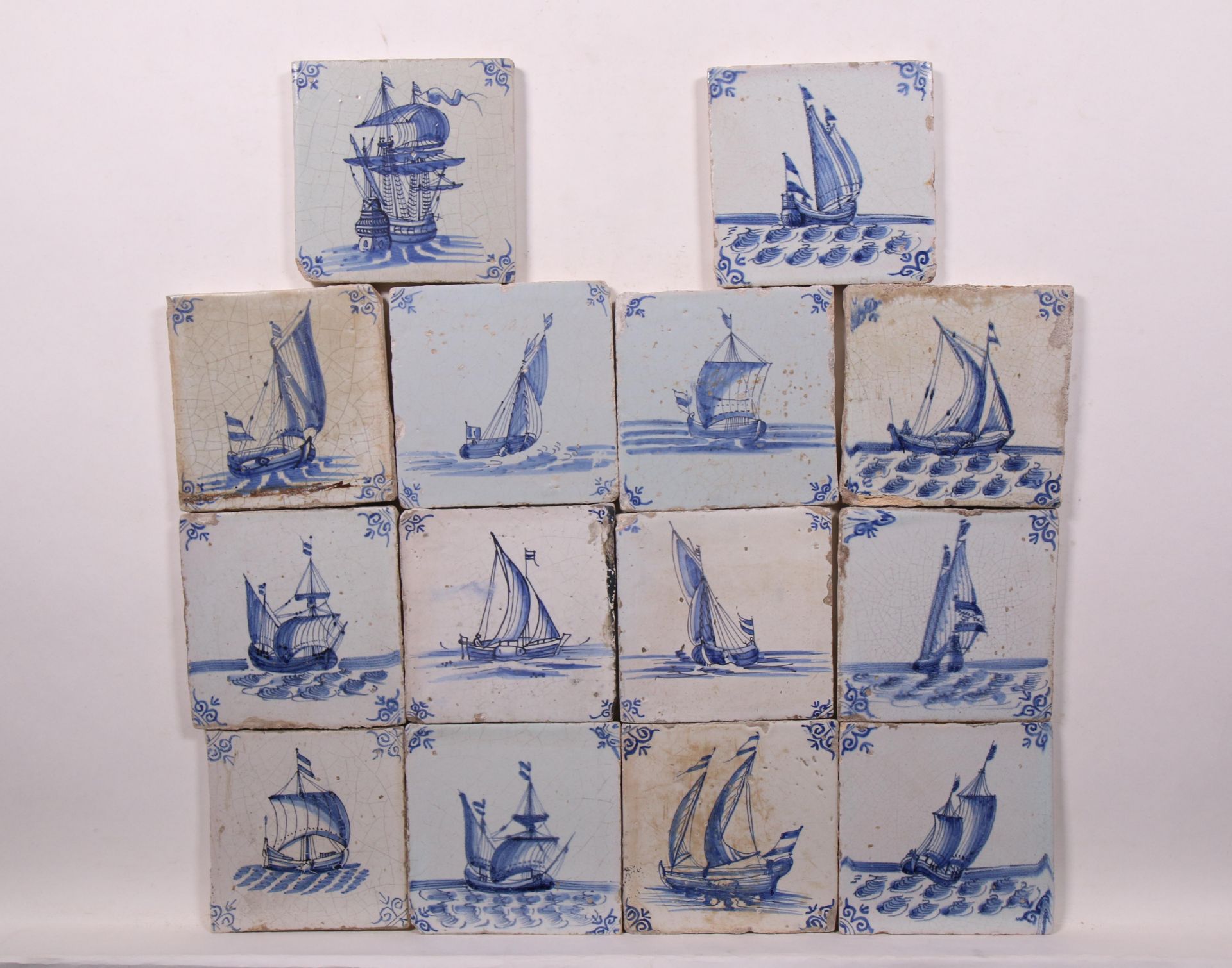 Dertig blauw aardewerk tafereel tegels, 1630-1650; - Image 2 of 2