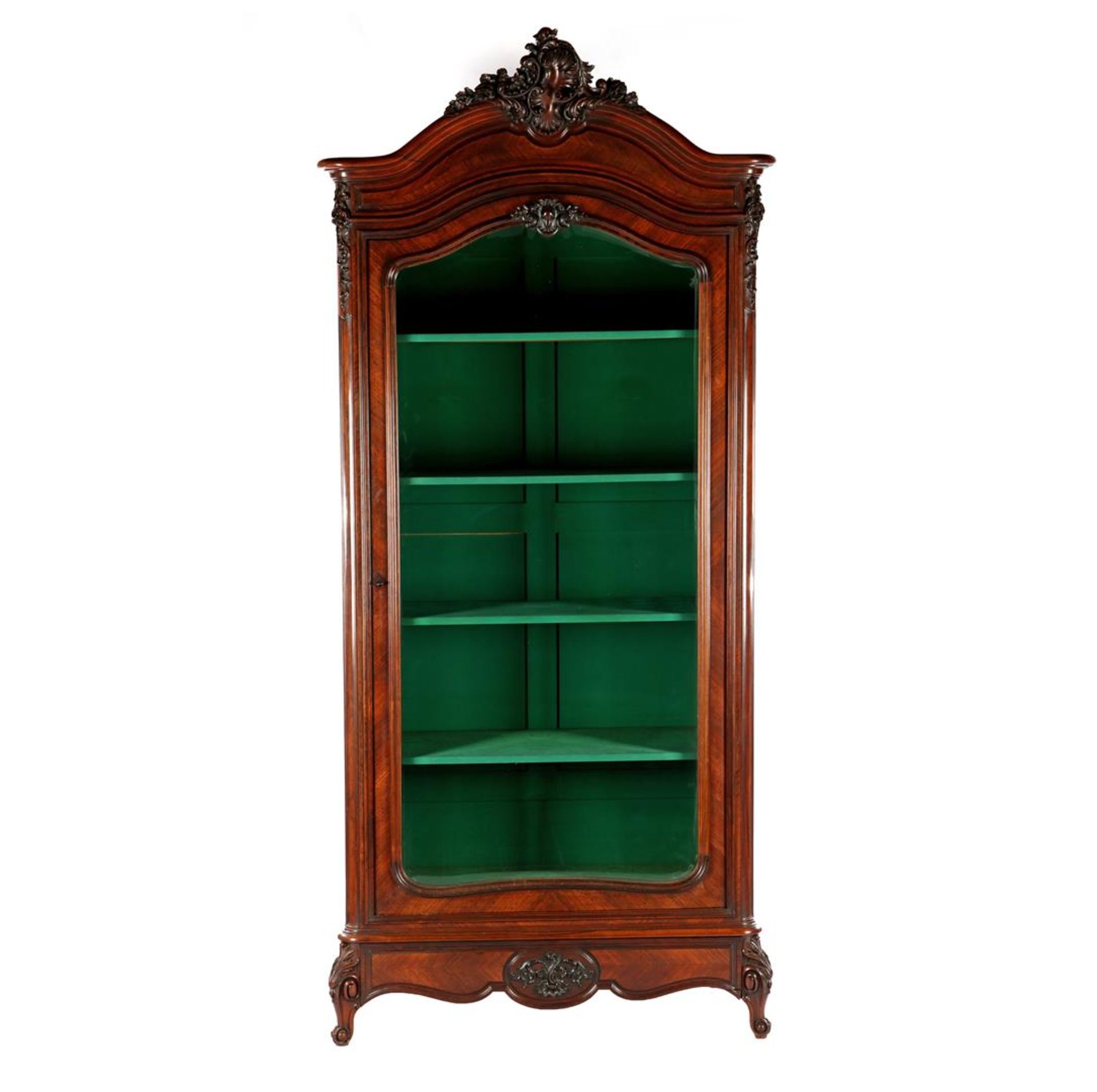 Walnut with mahogany veneer 1-door display cabinet