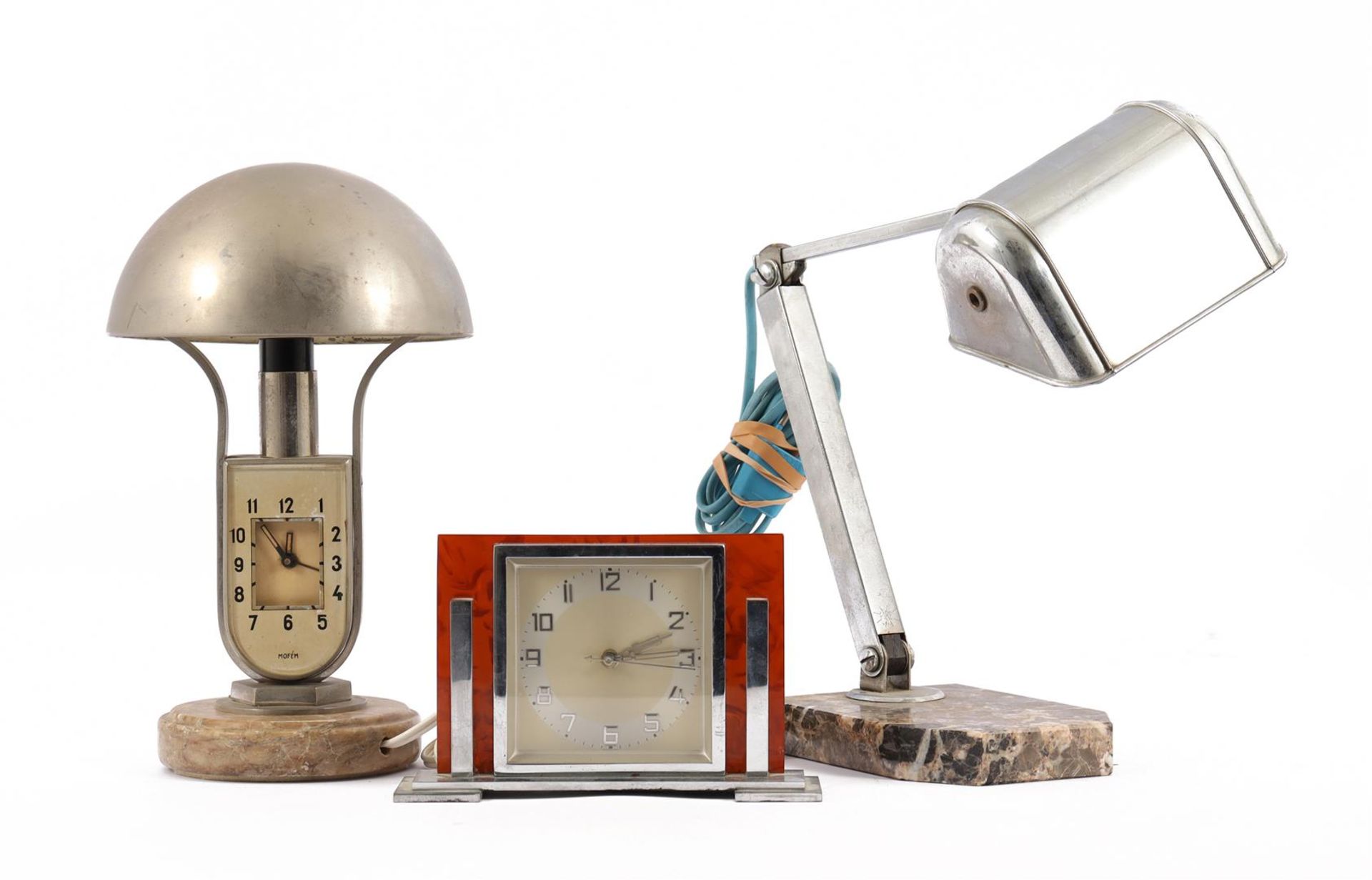 Lot Art Deco b.u. metal Mofem alarm clock