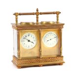 French double travel clock and barometer