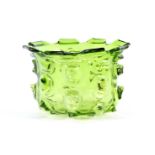 Marked Lambert, green glass jar with protrusions