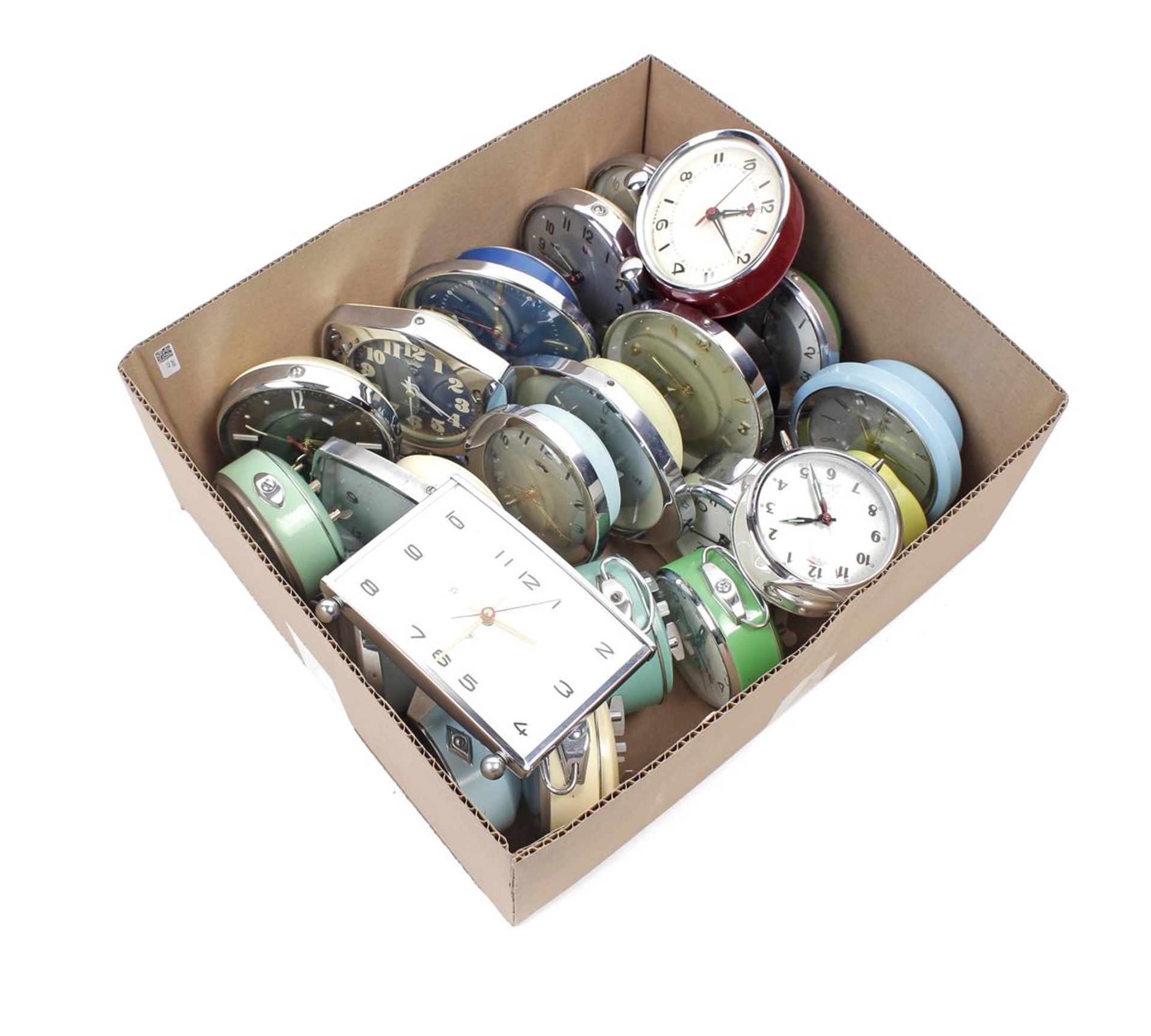 Box of 22 Chinese alarm clocks