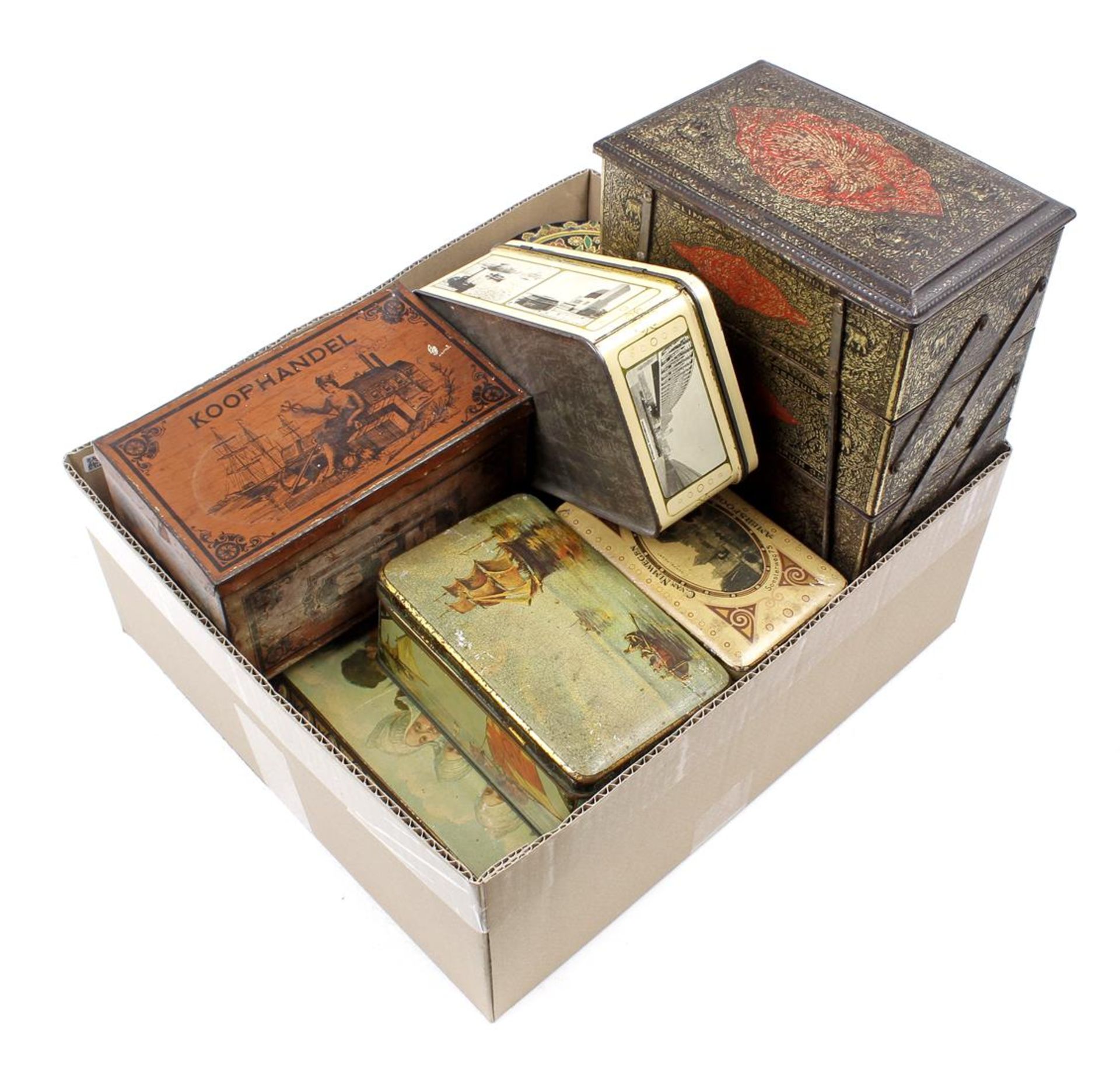 Box b.u. various antique tins