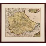 Framed colored map of Ducatus Gelriae