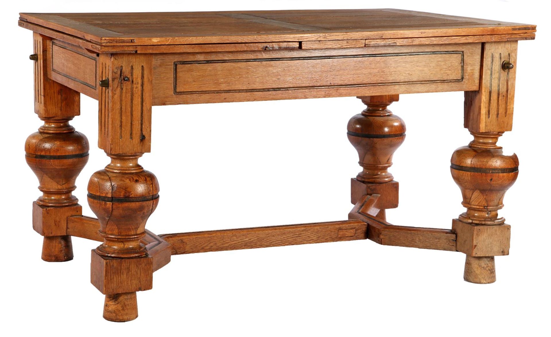 19th century Dutch solid white oak dining room table
