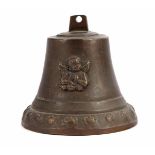 Early 18th century bronze bell with cherub
