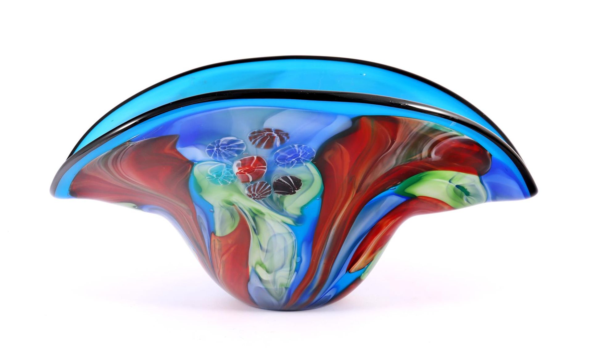Oval colored glass dish