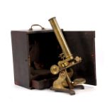 Late 19th century brass demountable microscope