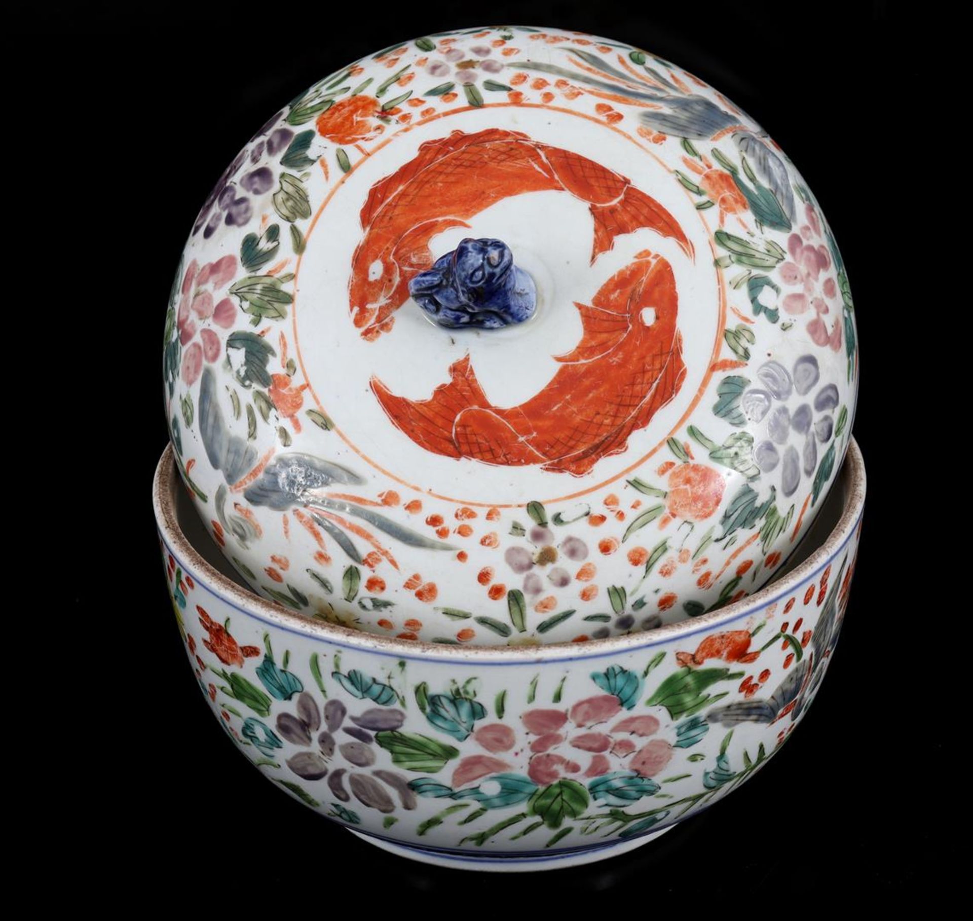 Chinese porcelain pot with lid with foo dog - Bild 2 aus 2
