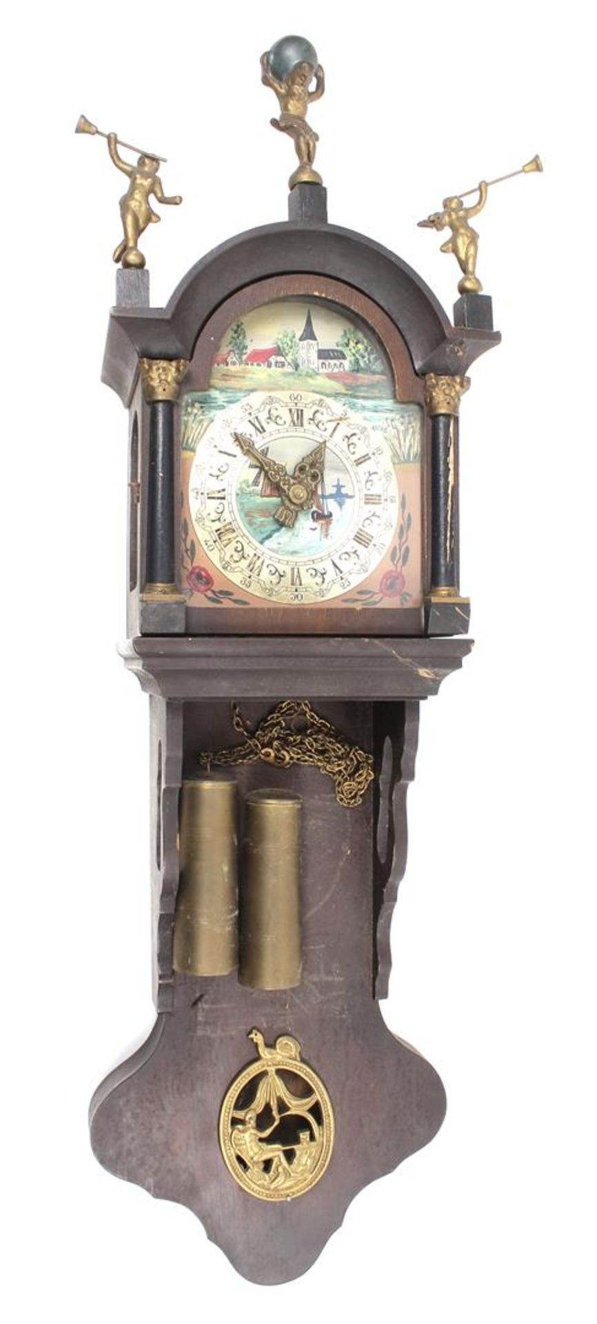 Frisian tail clock with painted dial 84 cm high (fixer-upper)