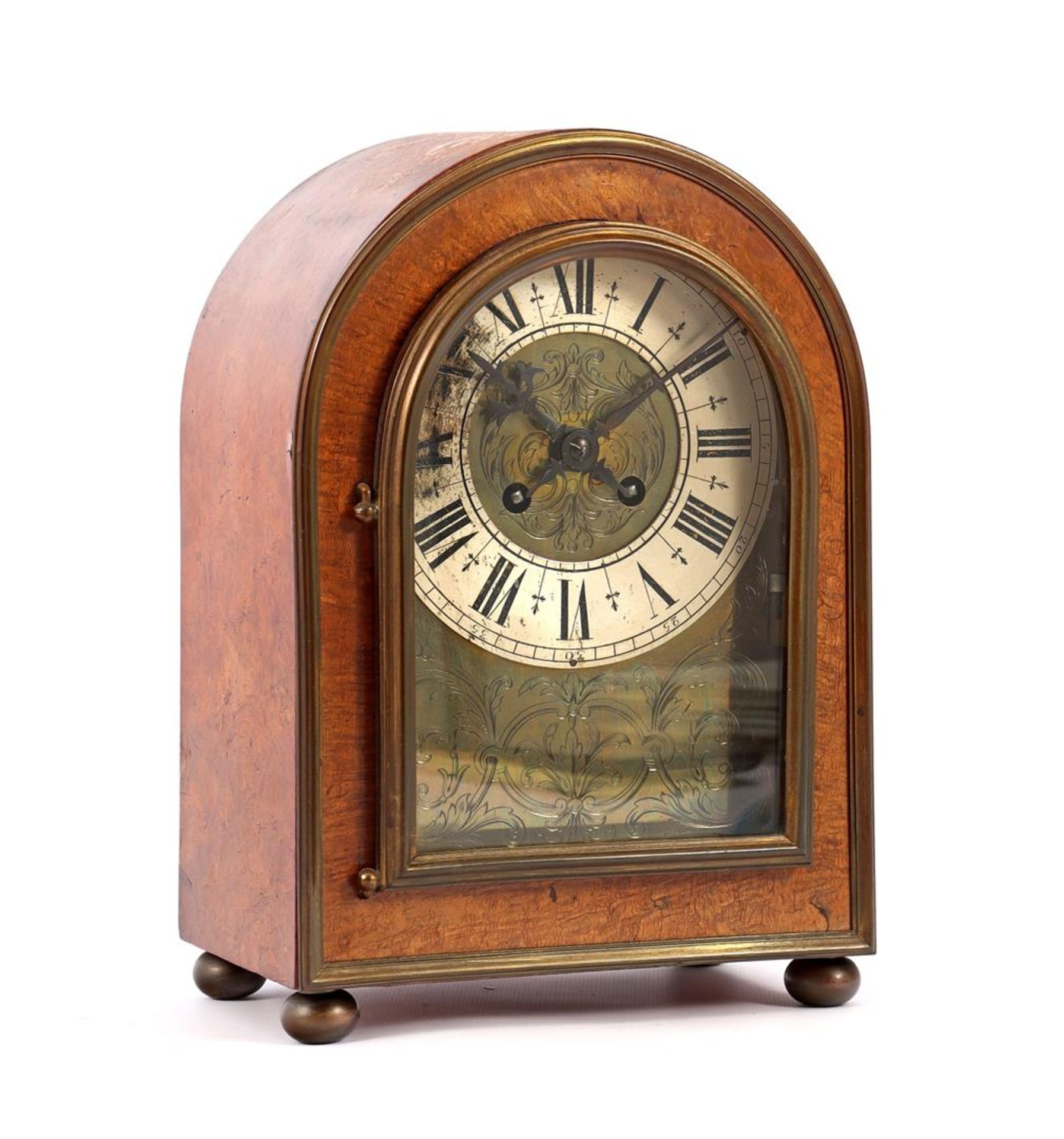 Table clock in a burr walnut case