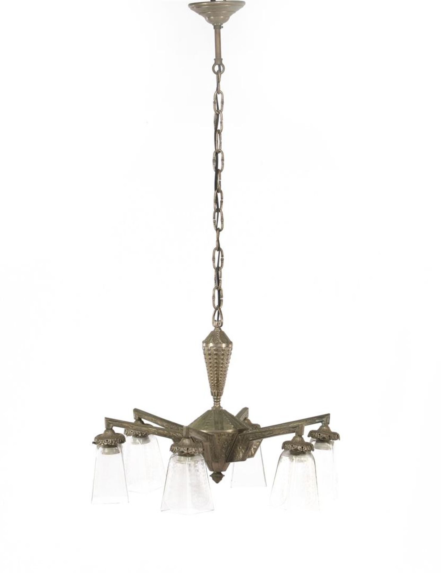 Art Deco iron 6-light hanging lamp