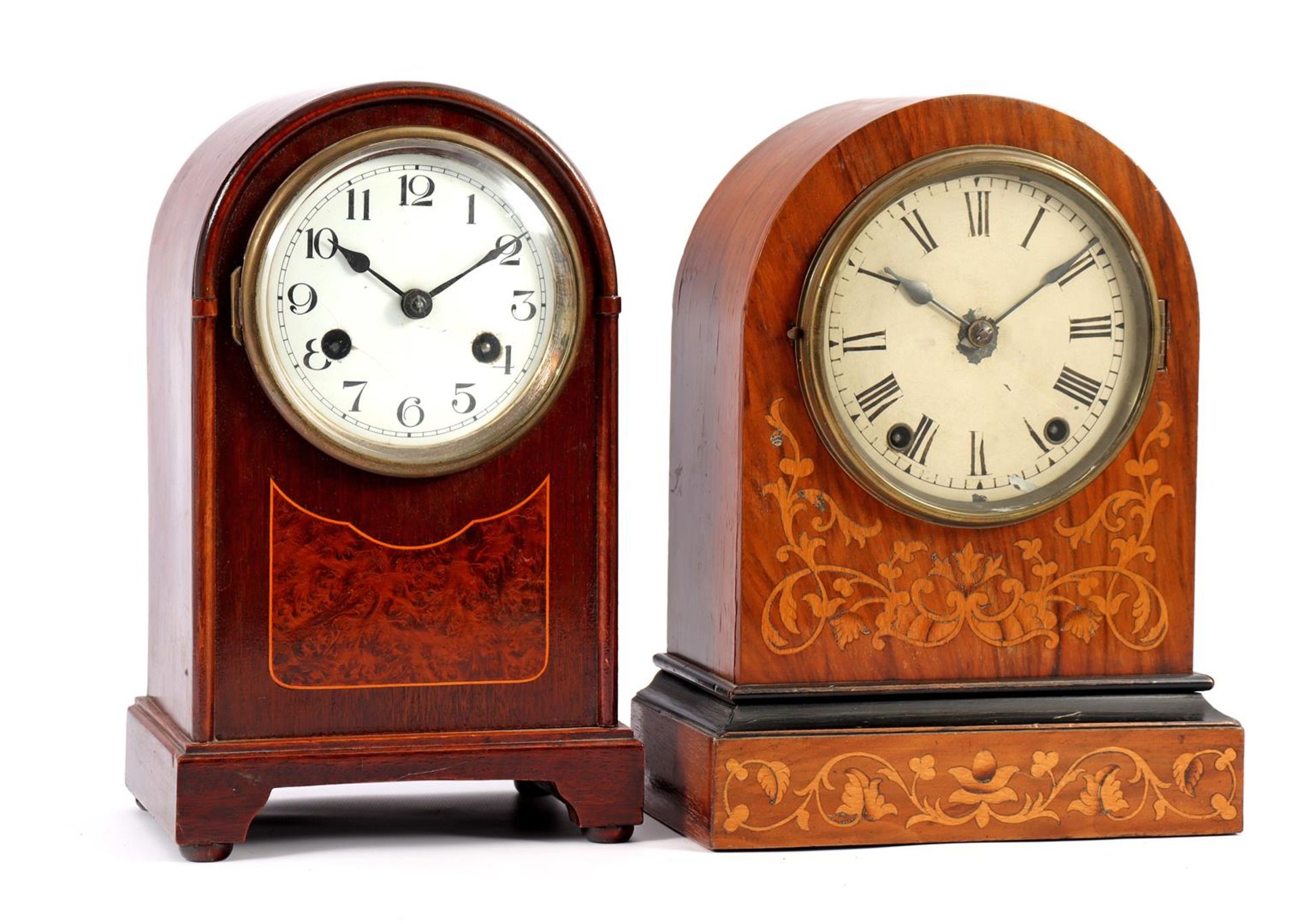 2 table clocks in walnut case