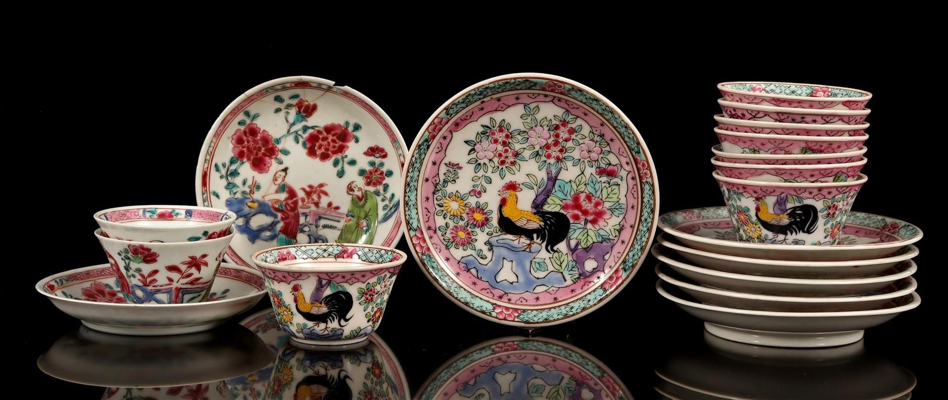 6 and 2 porcelain bowls on saucer