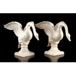 2 cast iron white lacquered swans