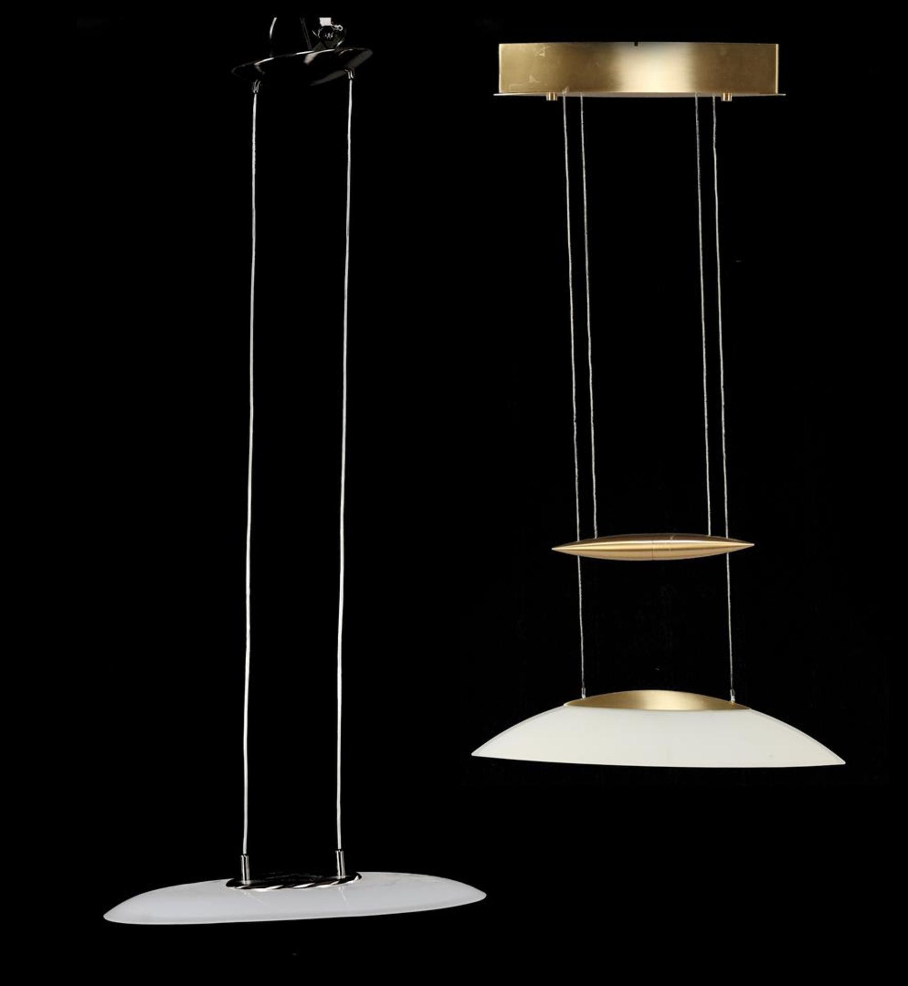 Modern glass pendant lamp with metal frame