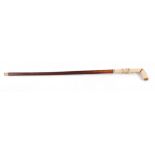 Antique walking stick with handle made of bone