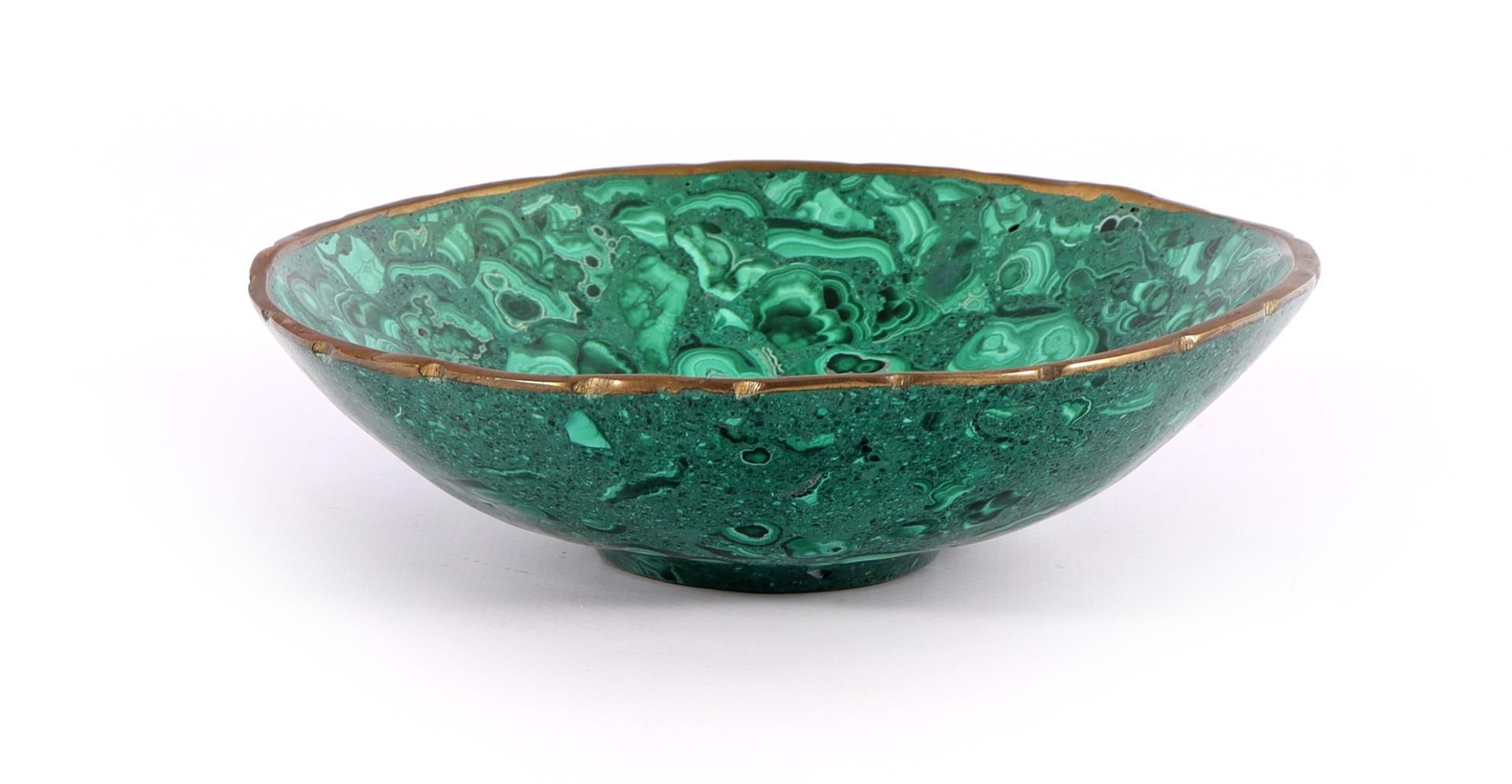 Malachite dish with brass